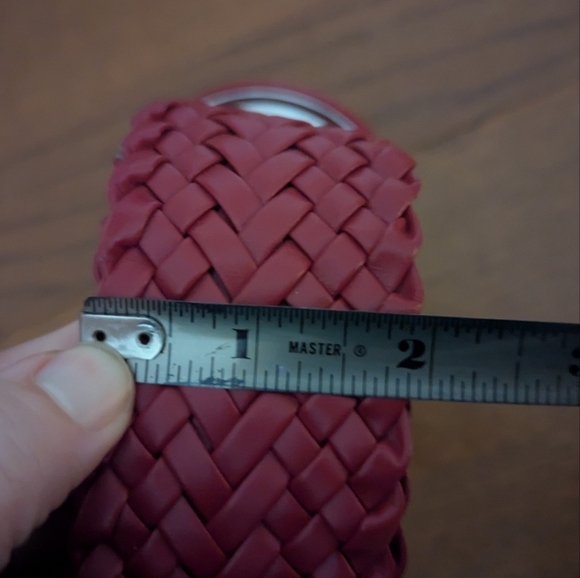 Vintage Red Woven Braided 80’s 90’s Vinyl Loop Buckle Belt Wide Waist - Picture 6 of 6